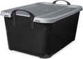 Life Story 12 Pack Heavy Duty Stackable Storage Bin, 55 Quart Home Organizer, Versatile Lightweight Locking Bins with Carrying Handles, Black/Gray