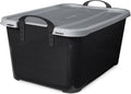 Life Story 24 Pack Heavy Duty Stackable Storage Bin, 55 Quart Home Organizer, Versatile Lightweight Locking Bins with Carrying Handles, Black/Gray