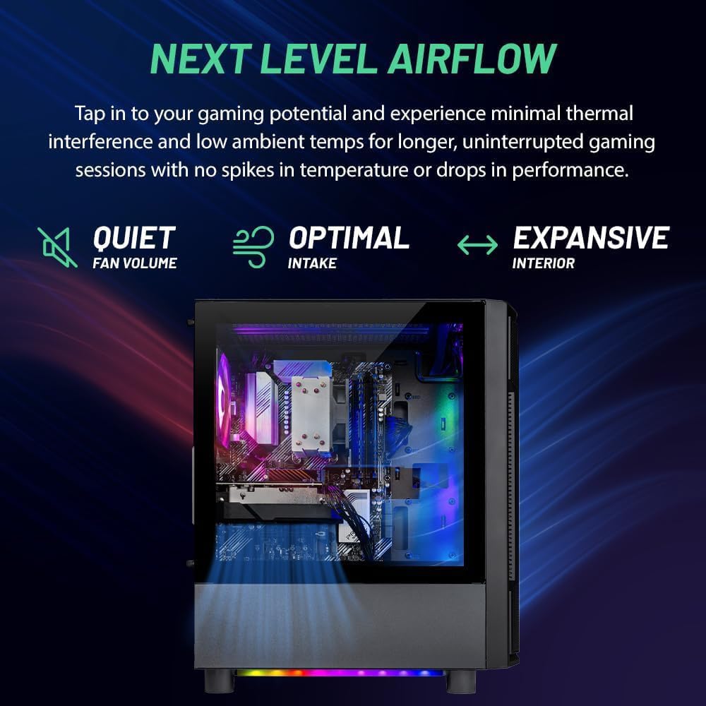Skytech Gaming Shadow Desktop PC, Intel i5 13400F 2.5 GHz (4.6GHz), AMD RX 9060XT 8GB, 1TB NVMe SSD, 32GB DDR5 RAM 5200 RGB, 650W Gold PSU, Wi-Fi, Win 11