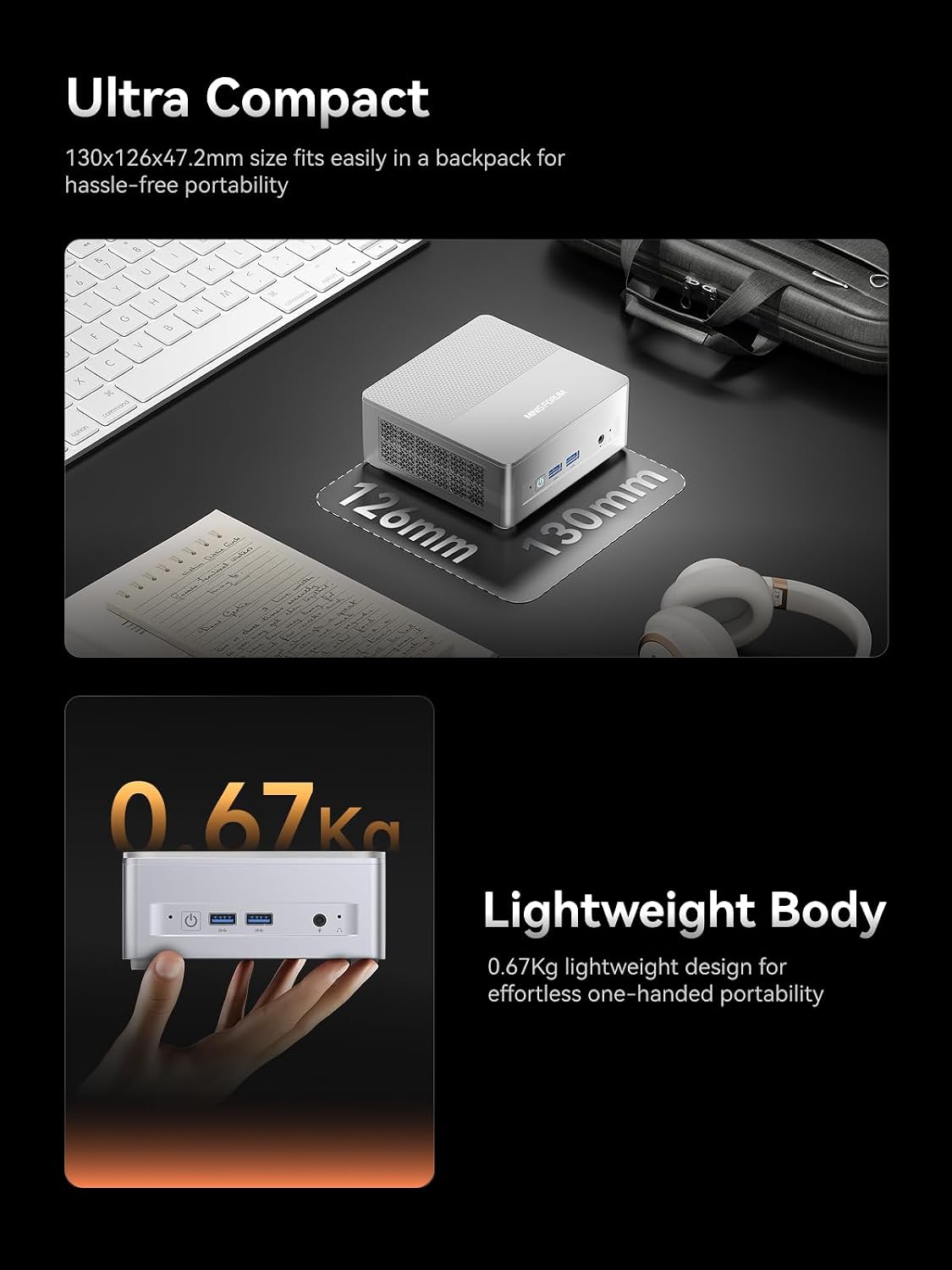 MINISFORUM X1 Lite-255 Mini PC AMD Ryzen 7 255 (8C/16T, up to 4,9 GHz), Mini Computer AMD Radeon 780M 32 GB DDR5 RAM 1 TB M.2 SSD,HDMI/DP/USB4 4K Video Output, 5 x USB, 2.5G LAN, Wi-Fi 6e/BT5.2