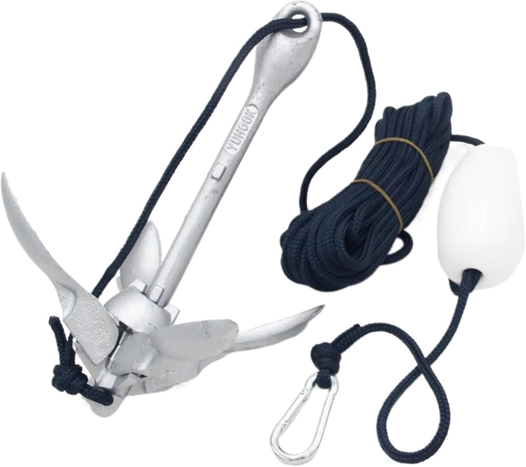 Folding Anchor, Boat Anchor Folding Grapnel Marine Grade Rope,for Small Boats Canoe Paddle Boards