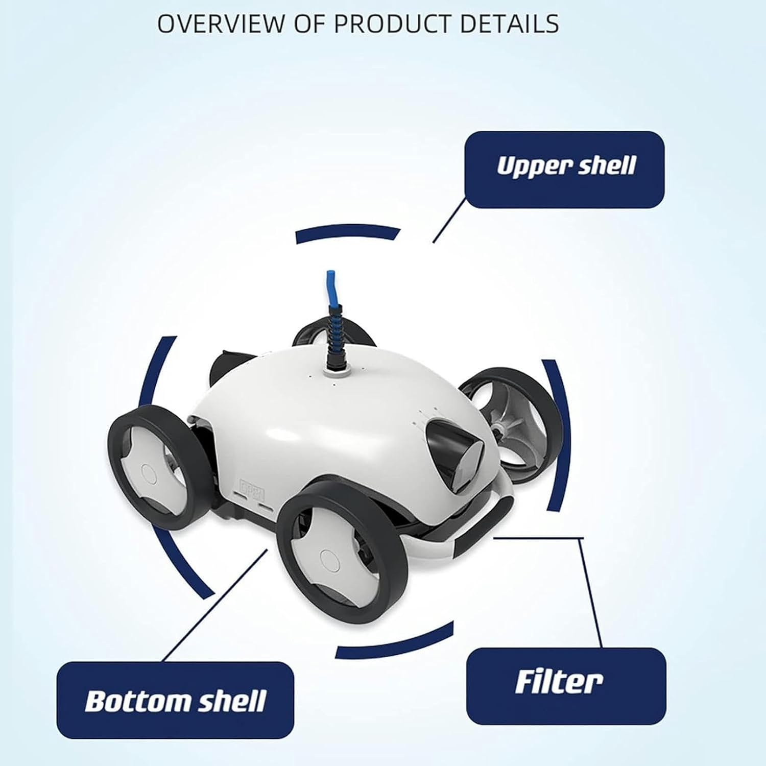 Cordless Autonomous Pool Vacuum Cleaner, Robotic Pool Cleaner, Self-Parking, with 90 Mins Maximum Runtime, 2-Motor Powerful Suction