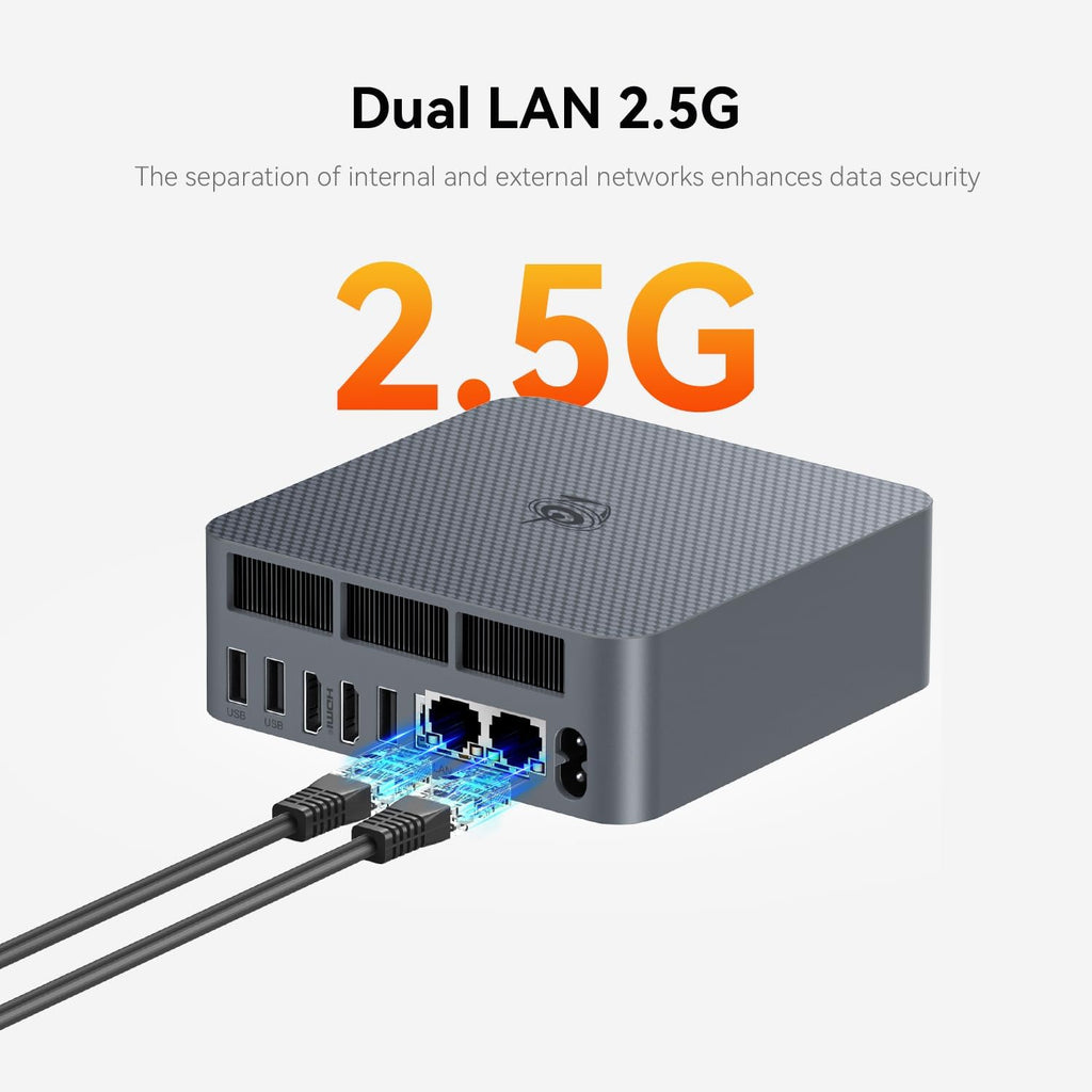 Beelink EQR6 Mini PC W11 Pro, AMD Ryzen5 6600U(6C/12T up to 4.5 GHz), 24GB LPDDR5 500G NVME SSD Graphics 6 core 1900MHz, Dual 2.5G LAN/WiFi 6/BT5.2/Dual Display Mini PC Computer