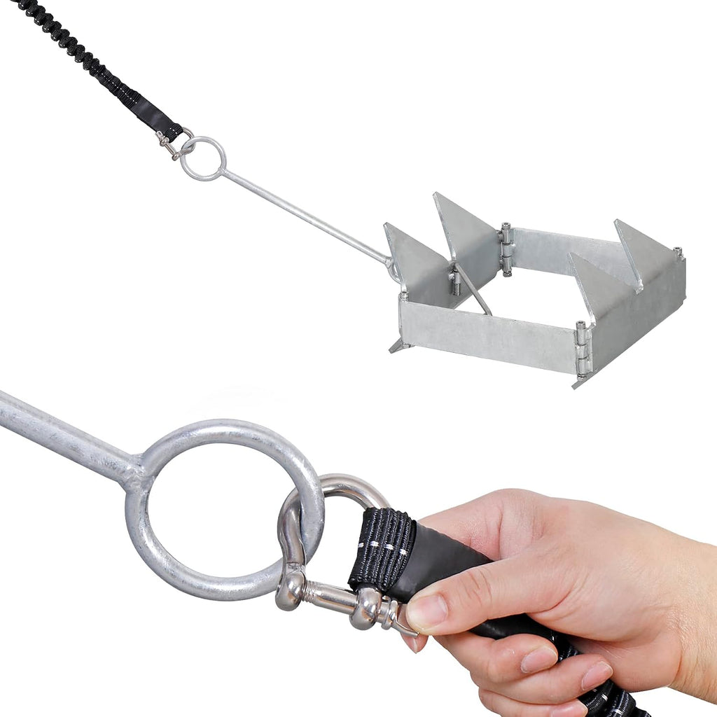 Box Anchor Kit 13LBS/19LBS/25LBS, Boat Anchor with 16.5 Feet Elastic Rope & 100 Feet Nylon Rope, Hot-Dipped Galvanized Folding Boat Slide Cube Anchor (Box Style) Suitable for Boats