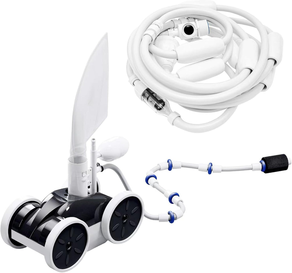 MAKHOON Upgrade Pool Pressure Side Sweeper: Professional Solution for Cleaning Your Swimming Pool (Four Wheels are Better Than Three) Need 1.5' Female Thread Pool Booster Pump Inlet, 4 Bar Pressure