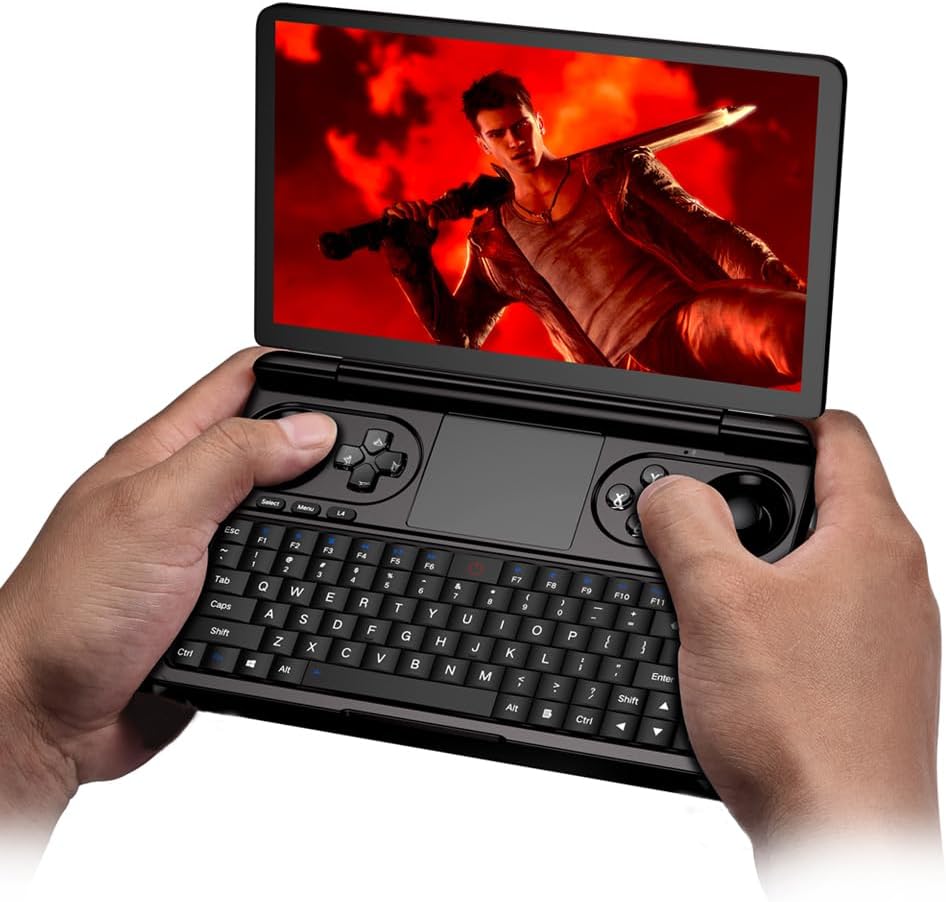LANRUO GPD Win Mini 2025 [AMD AI 370-32GB+2TB] 7 Inches Mini Handheld Win 11 PC Game Console Gameplayer 1920X1080 Touchscreen Laptop Tablet PC (Black, AI 370-32GB+2TB)