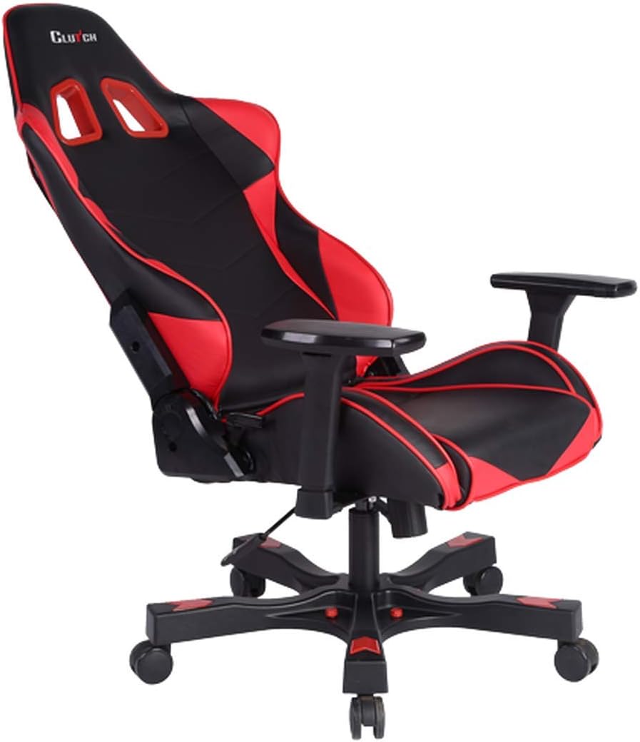 Clutch Chairz Crank Series Gaming Chair - Premium Ergonomic Design, Lumbar and Head Support Pillows - Black/Red