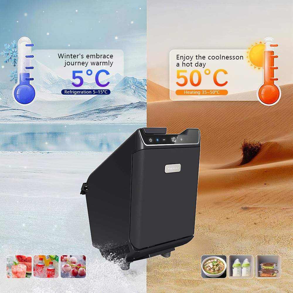 Tesla Model Y Juniper Rear Center Console Refrigerator 3.6L Portable Cooler & Warmer, Tesla accessories for Camping, Outdoor Driving, Travel