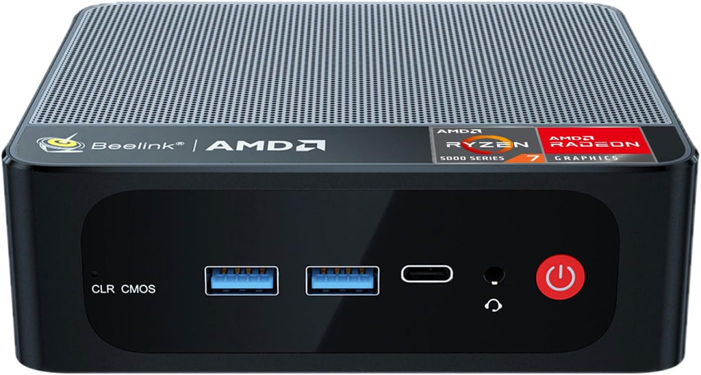 Beelink SER5 Mini PC,AMD Ryzen 5 5560U (6C/12T,up to 4.0GHz),Mini Computer with 16GB DDR4/500GB NVMe SSD,SupportDual Screen Display (2*HDMI/4K),WiFi6E,BT5.2,Type-C,Gigabit LAN