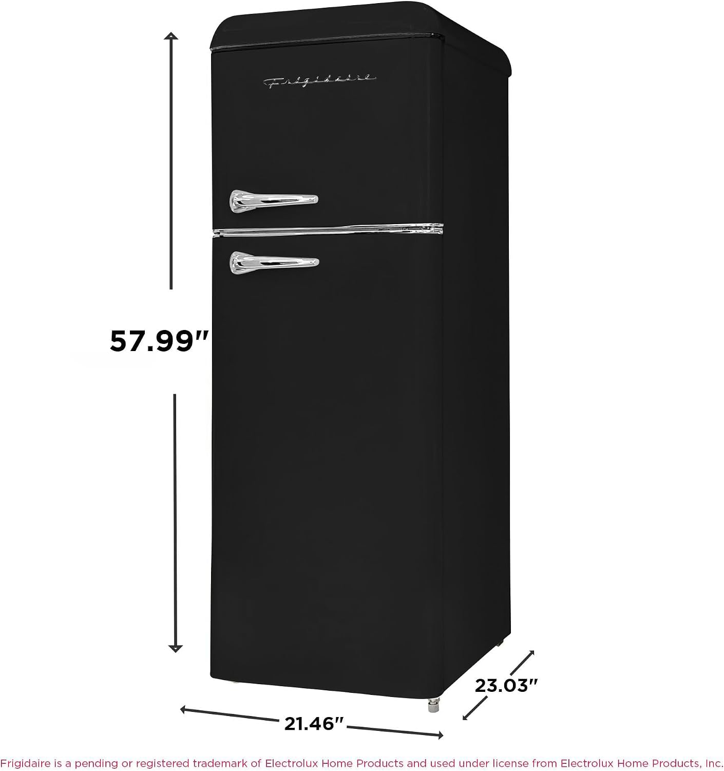 Frigidaire EFR756, 2 Door Apartment Size RETRO Refrigerator with Top Freezer, Chrome Handles, 7.5 cu ft