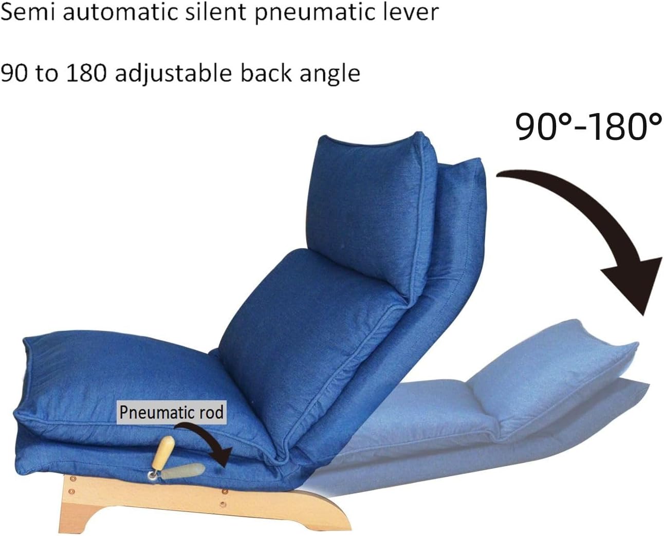 Floor Sofa Chair with Footrest, Upholstered Lazy Sofa Leisure Chair with Adjustable Backrest and Ottoman for Living Room, Bedroom, Dark Blue