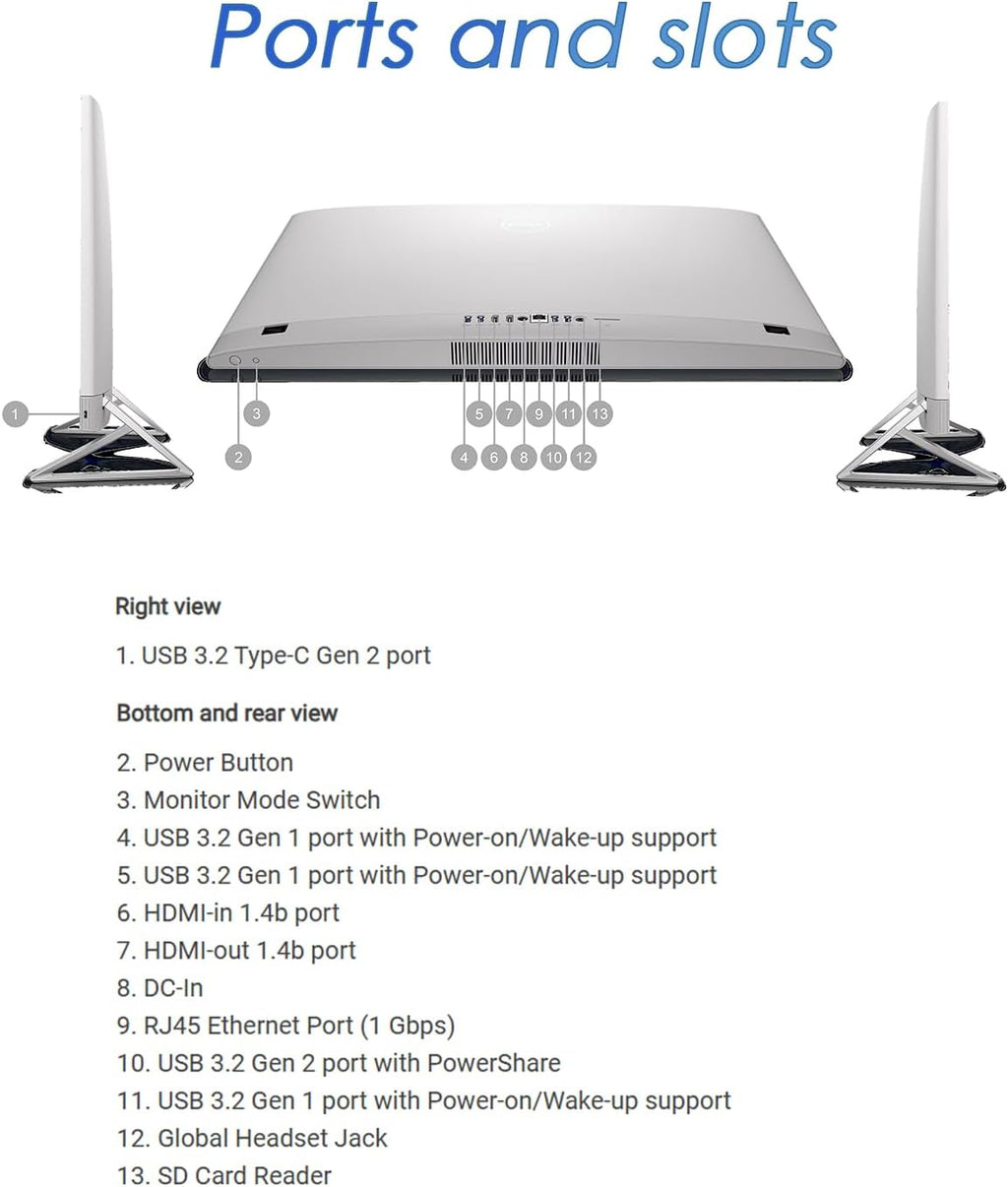 Dell Inspiron 7730 All-in-One Touchscreen Desktop • 27' FHD IPS Display • NVIDIA GeForce MX570A • Intel 10-Core 7-150U • Win 11 Pro • Wireless KB & Mouse • 64GB RAM, 1 TB SSD • w/Accessories