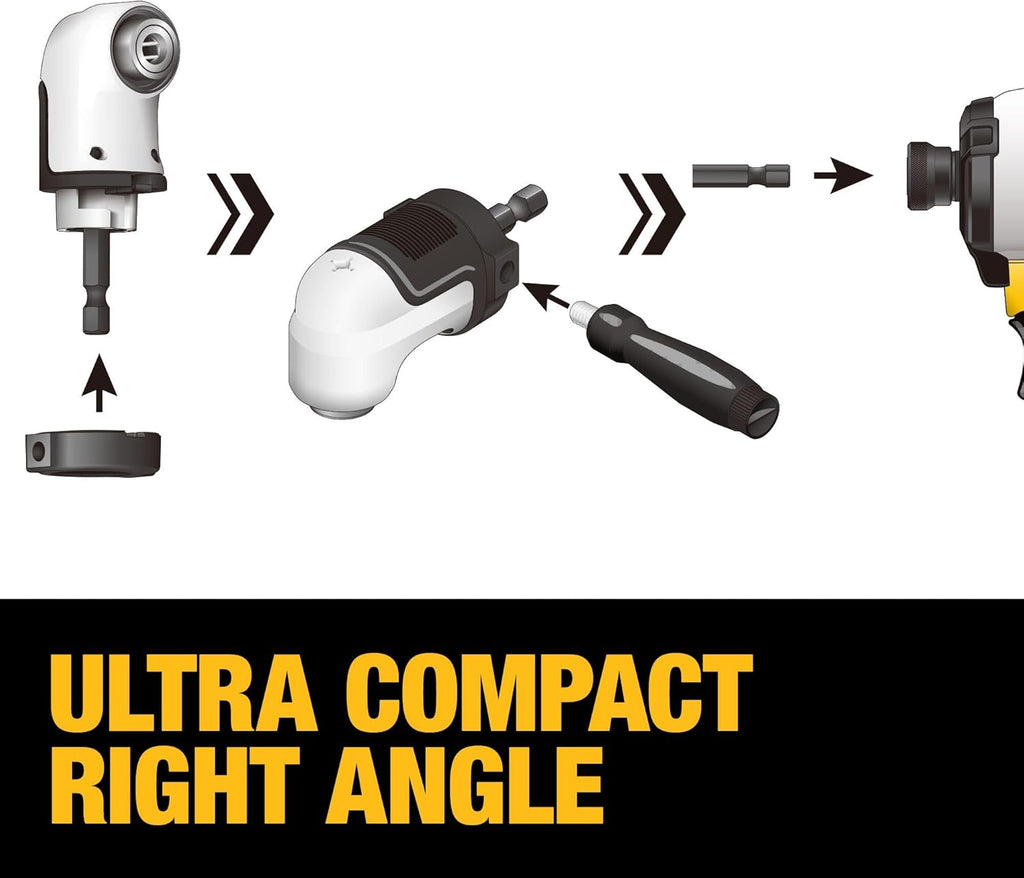 DEWALT FLEXTORQ Right Angle Drill Attachment,4-in-1 System,12-Inch Compact,Straight Flexible Shaft 90 Degree Drill Adapter (DWAMRASETFT),(Pack of 5)