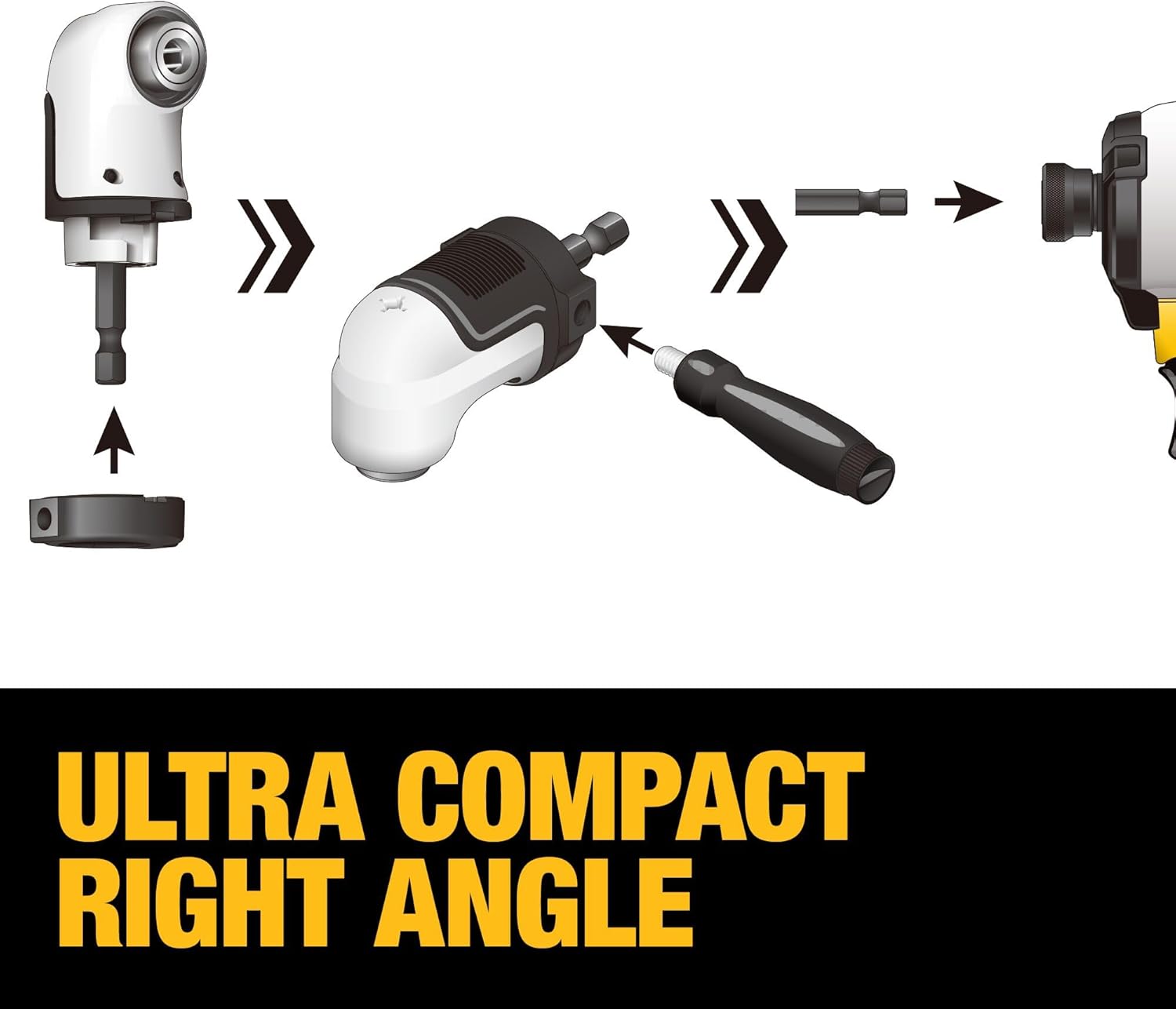 DEWALT FLEXTORQ Right Angle Drill Attachment,4-in-1 System,12-Inch Compact,Straight Flexible Shaft 90 Degree Drill Adapter (DWAMRASETFT),(Pack of 5)