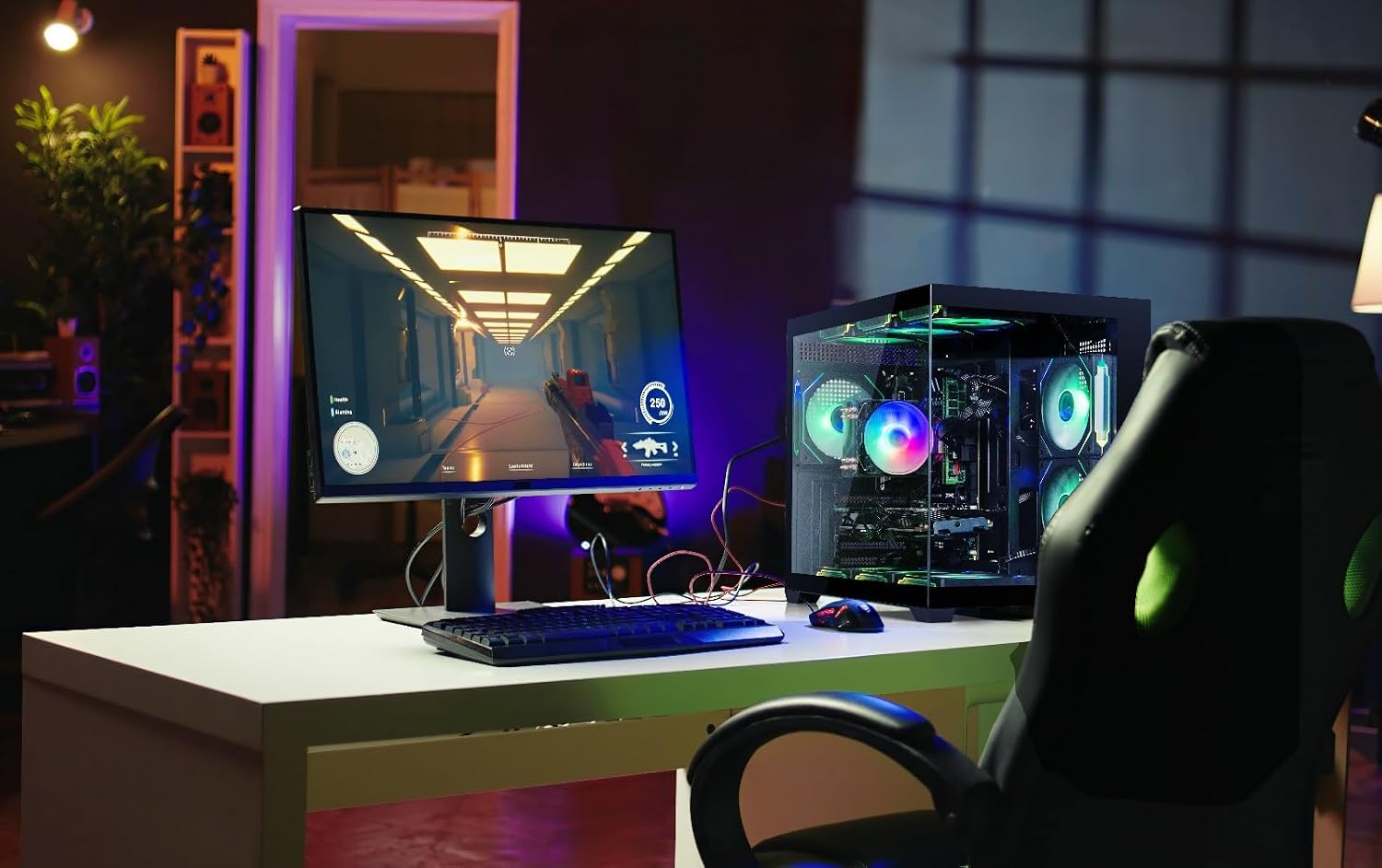Gaming PC Computer Desktop – i7 Xeon E5 3.20 GHz 12-Core Processor, GeForce GT1030, 16GB RAM, 512GB SSD + 1 TB HDD, Wi-Fi 6 & Bluetooth 5.4, 9 ARGB Fans, Windows 11 Pro, 650W PSU