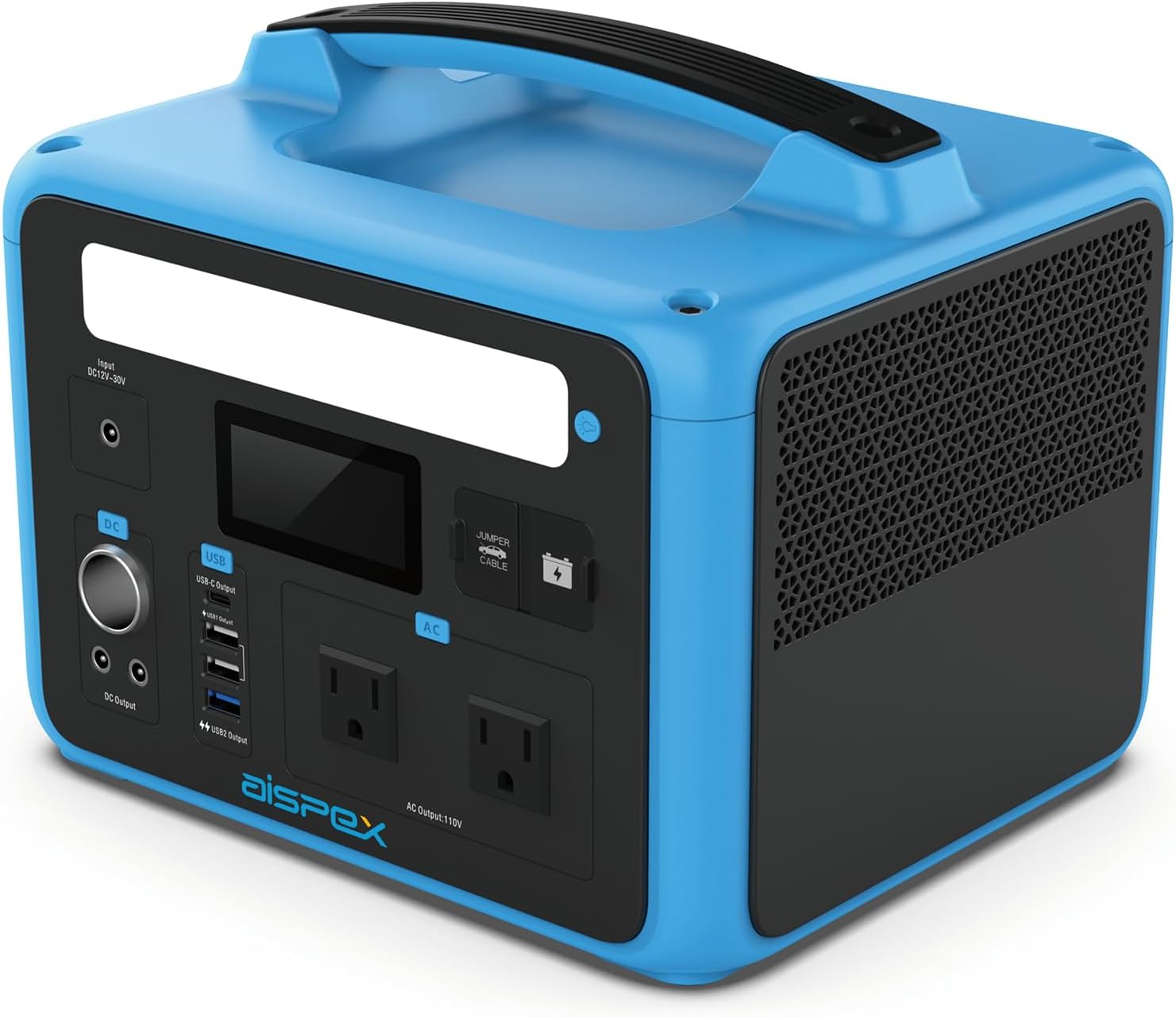 Portable Power Station 640Wh, AISPEX Solar Generator with Jumper Starter, 110V/600W Pure Sine Wave AC Outlet, PD 60W, Lifepo4 Battery Power Stations for Home Backup RV/VAN Camping Travel Emergency