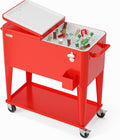 VINGLI Rolling Ice Chest, Portable Patio Party Bar Drink Cooler Cart, with Shelf, Beverage Pool with Bottle Opener