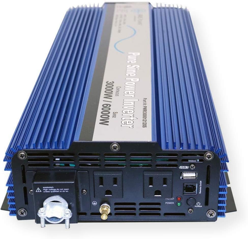 AIMS Power 3000 WATT Pure SINE Power Inverter 12 VDC to 120 VAC - UL Listed