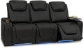 Seatcraft Equinox Zero-Gravity CoolZero Italian Leather Home Theater Seating, Powered Headrest, Powered Lumbar, Powered Recline, Row of 3 Sofa, Black