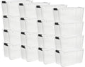 Sterilite 16-Pack Ultra Latching Box, Storage Bins with Lids, Clear Plastic, 70 Quart - Heavy-Duty Organizing Containers for Closet, Bathroom, and Office