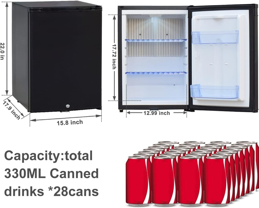 SMETA Mini DC Fridge with Lock 12v Fridge, 1.4 cuft Semi Truck Refrigerator Compact Lockable No Noise Absorption 12V/120V Portable AC Locking for Bedroom Office Van Medication Storage Dorm