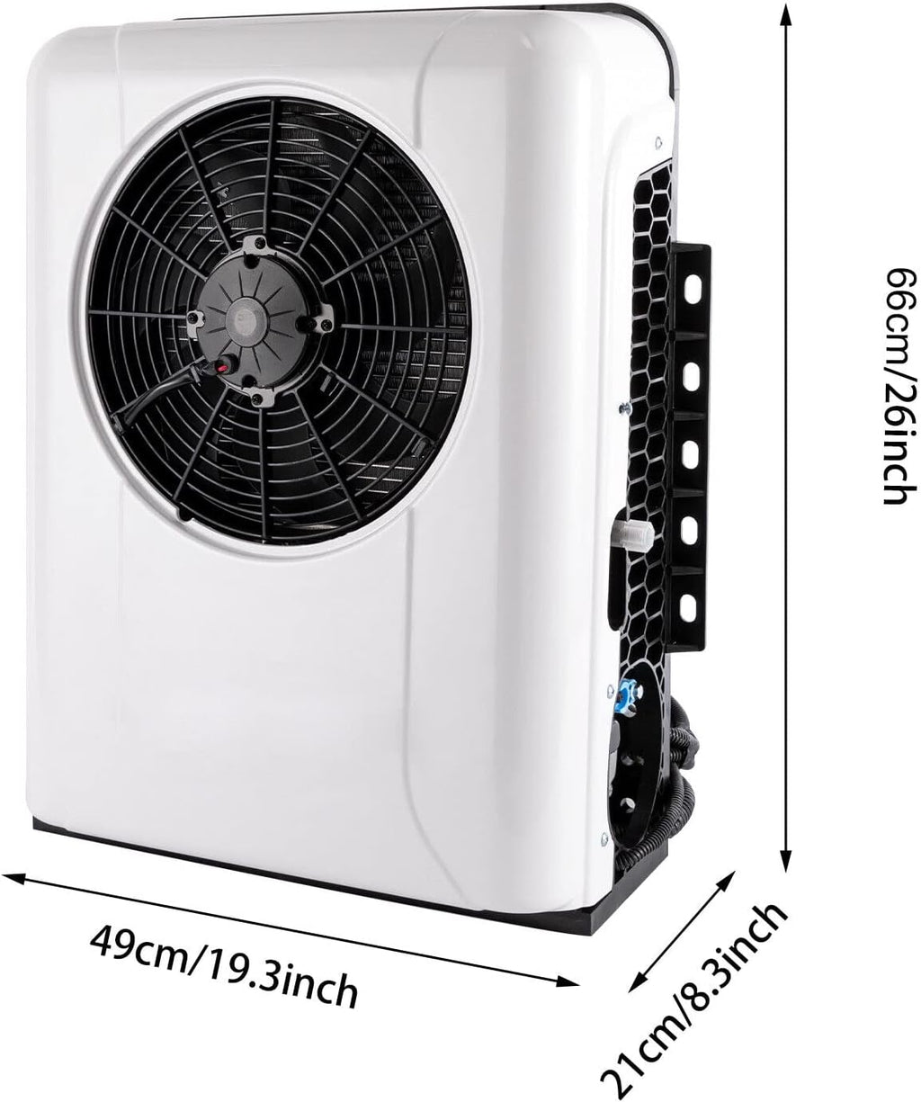 CNCEST 24V DC Air Conditioner 10238BTU, Universal Split AC Kit for Truck Cab RV Caravan Semi Trailer Forklift Excavator Van, Portable Electric Cooling AC Unit for Vehicl (White 24V)