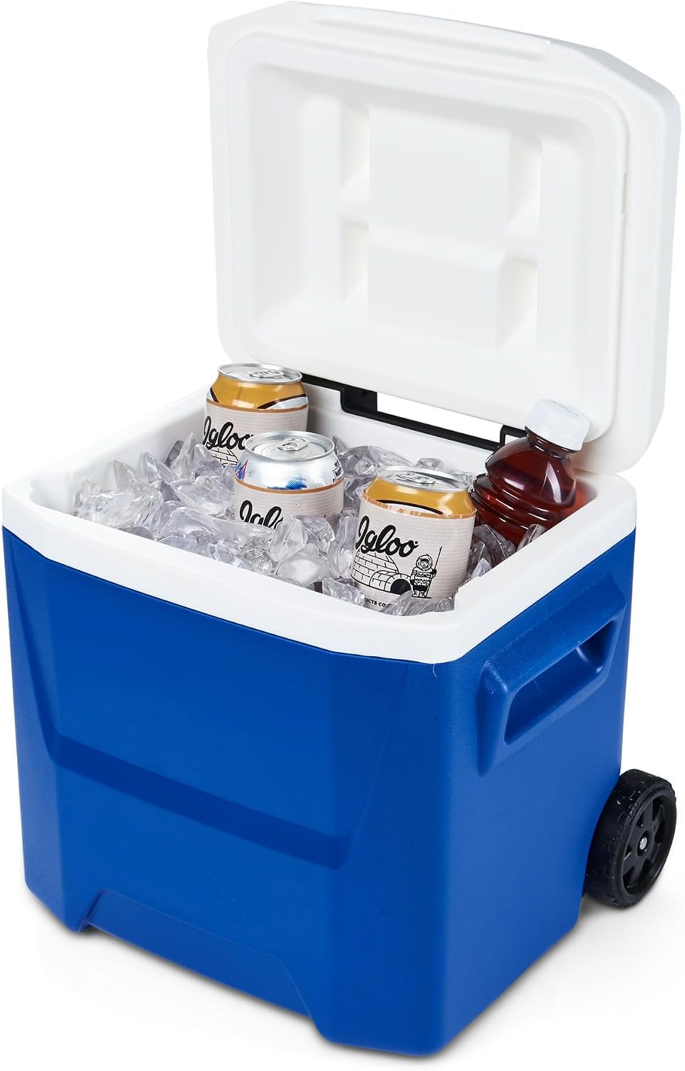 16 QT Hard Sided Ice Chest Cooler with Wheels and Handle,Portable Wheeled Plastic Coolers to Keep Food Fresh or Drinks,Insulated Container,Classic Outdoor Cooling Storage Box (Blue)