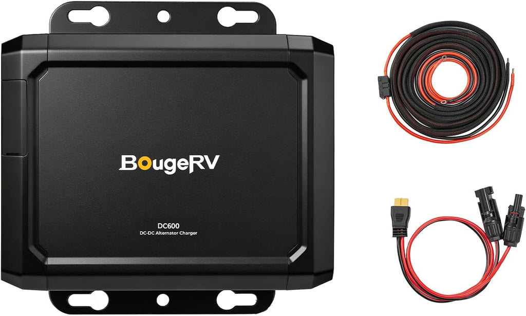 BougeRV 600W DC-DC Alternator Charger for Portable Power Stations, 12V/24V Charger, 6X Faster Than Cigarette Charger, Compatible with 99% Solar Generators, Perfect for RV, Overlanding, Road Trips