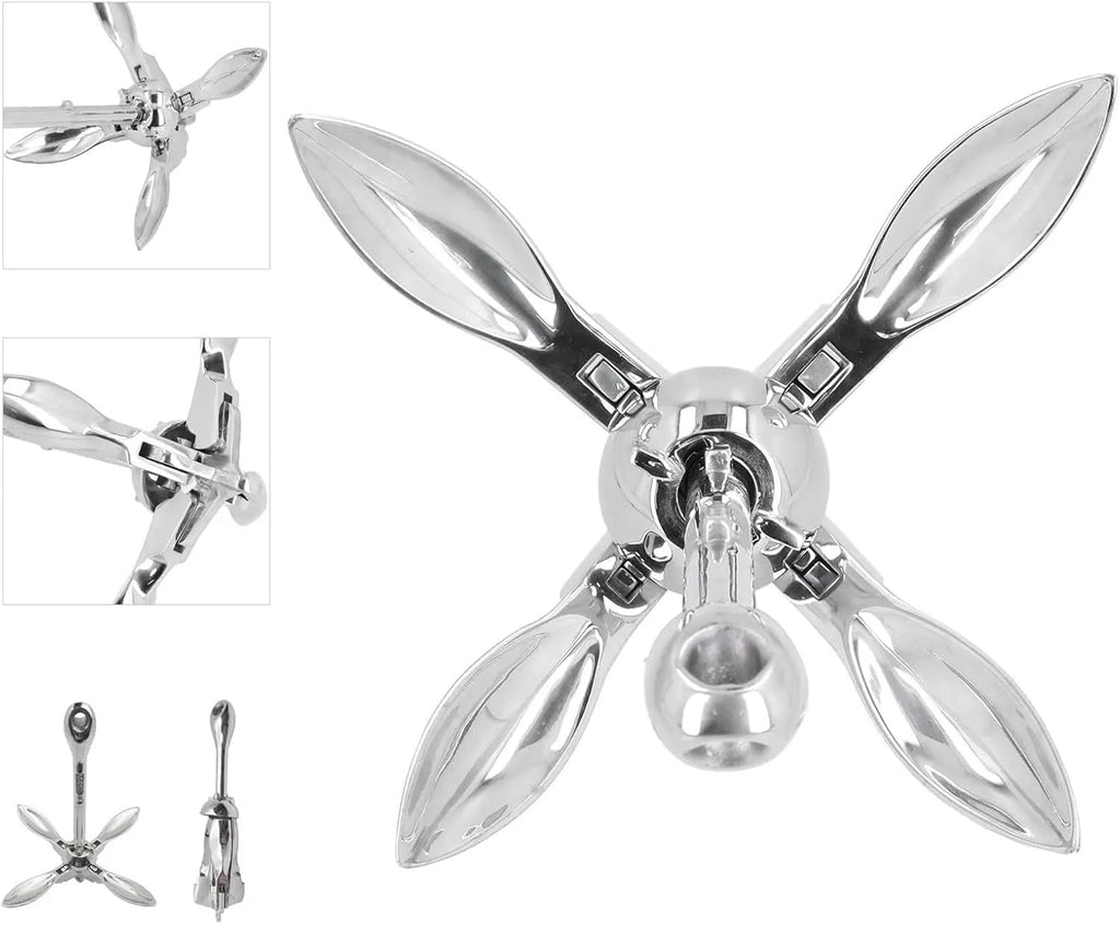 Folding Anchor, Foldable Grapnel Anchor 316 Stainless Steel Practical Hardware,for Small Boats Canoe Paddle Boards