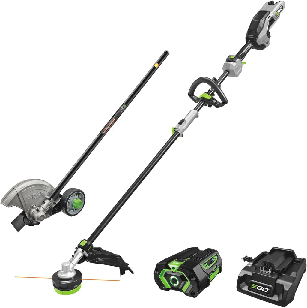 EGO MHC1603 Multi-Head Combo Kit 16-Inch 56-Volt Carbon Fiber String Trimmer with POWERLOAD™ & 8-Inch Carbon Fiber Edger Attachment & 56-Volt Power Head, 4.0Ah Battery and 320W Charger Included
