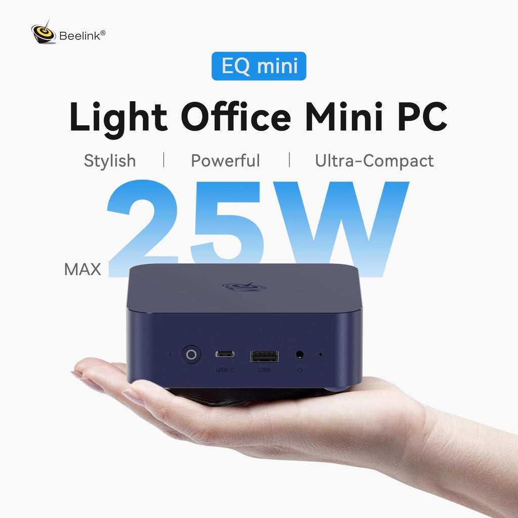 Beelink EQmini Mini PC, Intel Twin Lake N150 12G LPDDR5 500G SSD Mini Computer, WIFI6/BT5.2/1000M LAN Small PC Support Dual-Screen Display, Built-in Power Supply for Office/Home Theater/Education