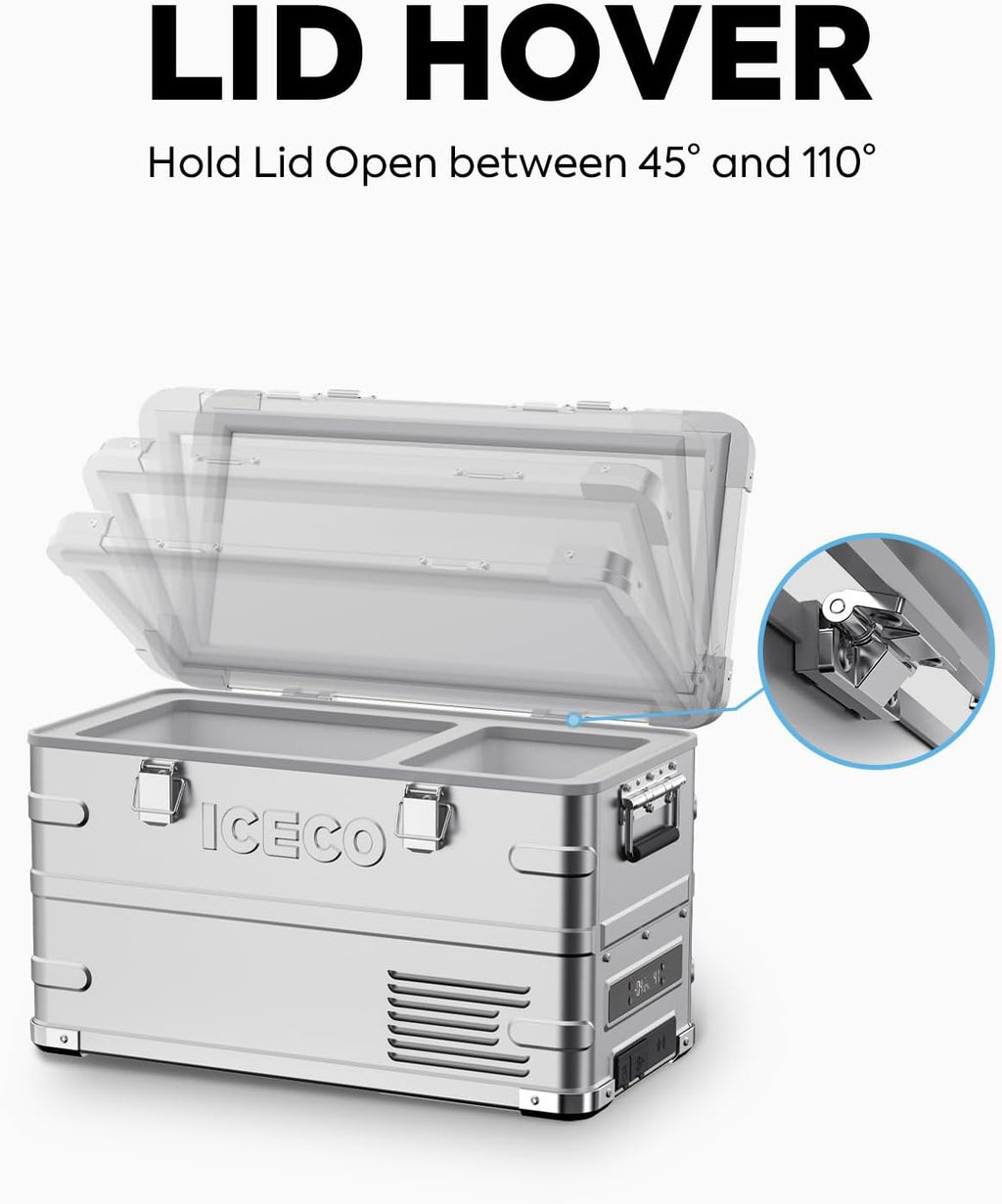 ICECO APL35 12 Volt Car Refrigerator, 37 Quart (35 Liter) Light Duty Aluminum 12V Portable Fridge Freezer, SECOP Nano Compressor, -4℉~68℉, 12/24V DC, 100-240V AC for Outdoor, Camping, RV, Truck, Boat