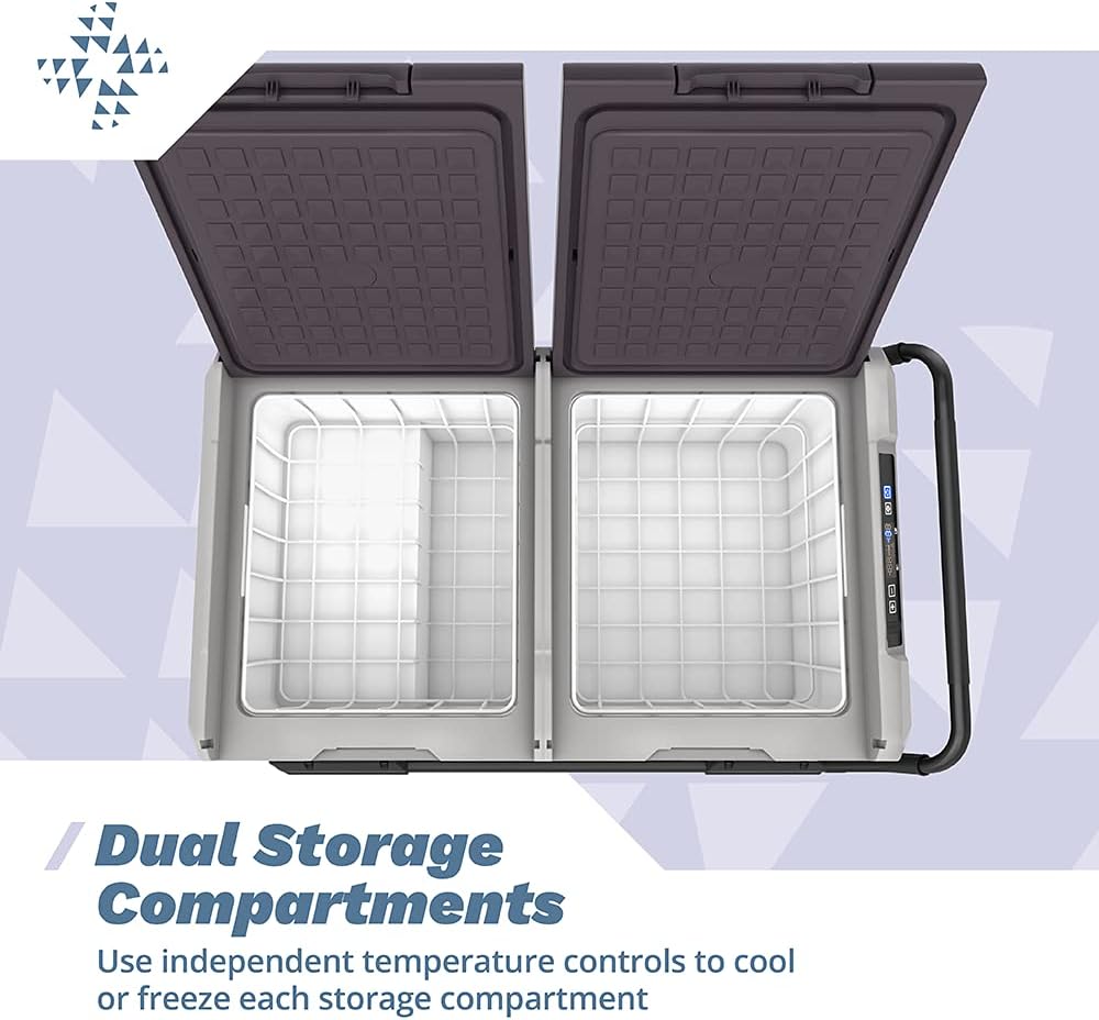 Bluefin Active Ice Cache 75L | Portable Travel Fridge | Advanced Cooling & Freezing Technology | Energy Efficient Charging | Dual Storage Compartments | Smartphone App Control | LCD Display | AC & DC