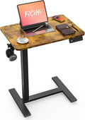 FiCiHi Electric Standing Desk with Wheels – Adjustable Height Mobile Sit-Stand Laptop Table, Portable Rolling Small Computer Workstation for Home Office & Bedside Use (28'x16', Rustic Brown)