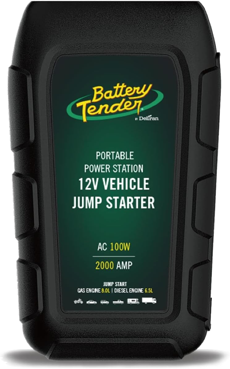 Battery Tender 2000 AMP Lithium Jump Starter -16000mAh Portable Power Station with 100 Watt Inverter - 3 Fast USB Charging Ports - 030-2040-WH