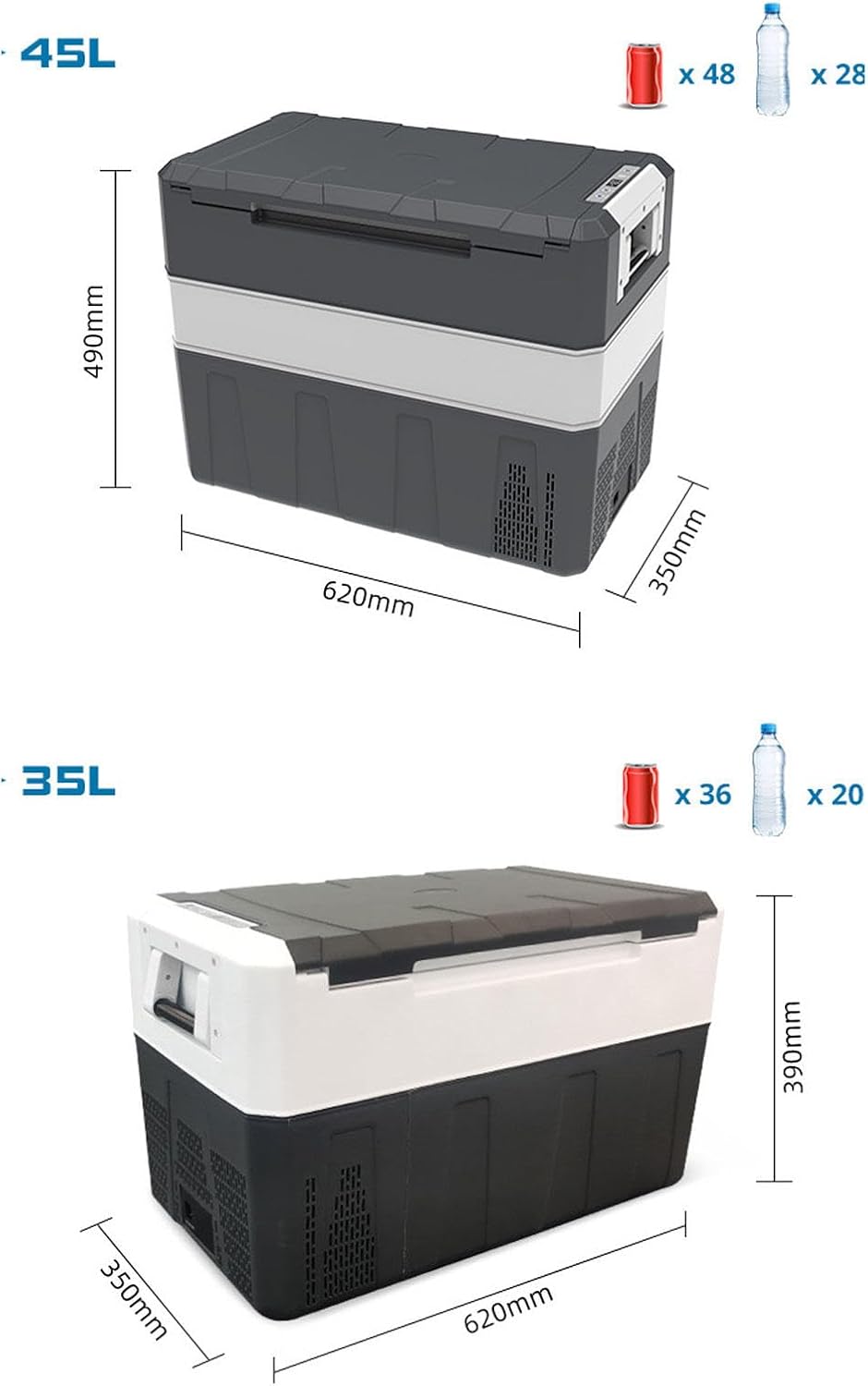 Car Refrigerator, Portable Compressor Freezer Fridge Electric Coolers with 12/24V DC & 100~240V AC for Christmas's Day Gift, Skincare, Beverage, Food, Home, Office and Car,35L