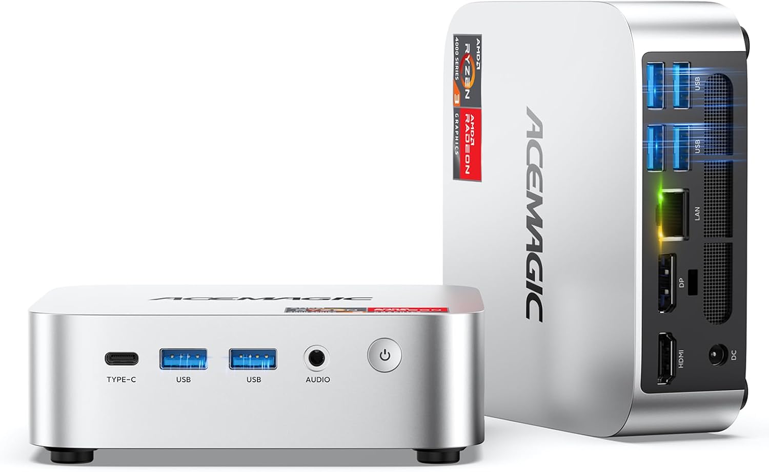 ACEMAGIC K1 Mini PC, AMD Ryzen 4300U 28W Processor, 16GB DDR4 RAM 256GB M.2 SSD (Beat 3300U/N150/N97) Mini Computers 11 Pro, HDMI+DP1.4 Dual 4K UHD, Gigabit Ethernet Mini Desktop PC