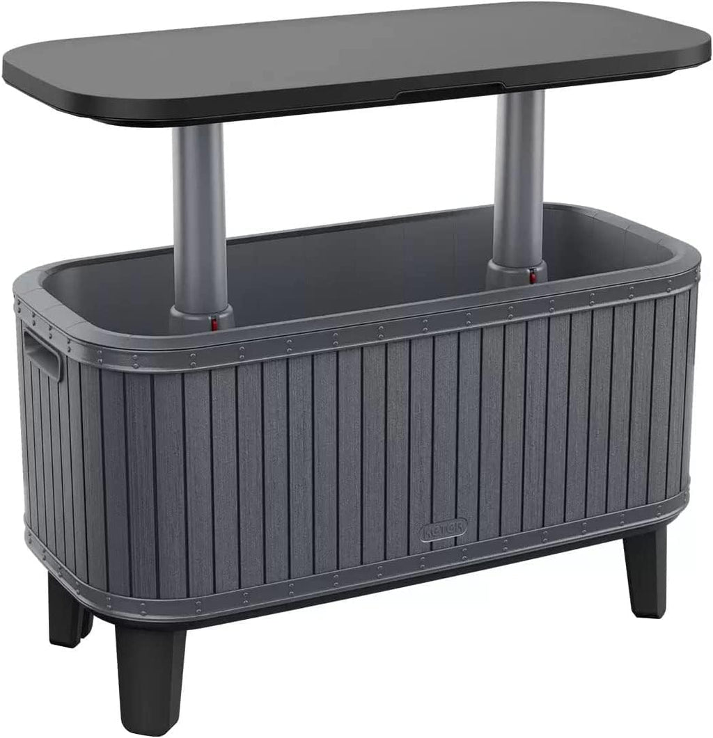 Keter 17211600 60 Litre (63 US Quart) Cooler Bevy Bar and Serving Station Made from Durable, Weather-Resistant and UV Protected Plastic, 80 cm x 35 cm x 70 cm (Black)