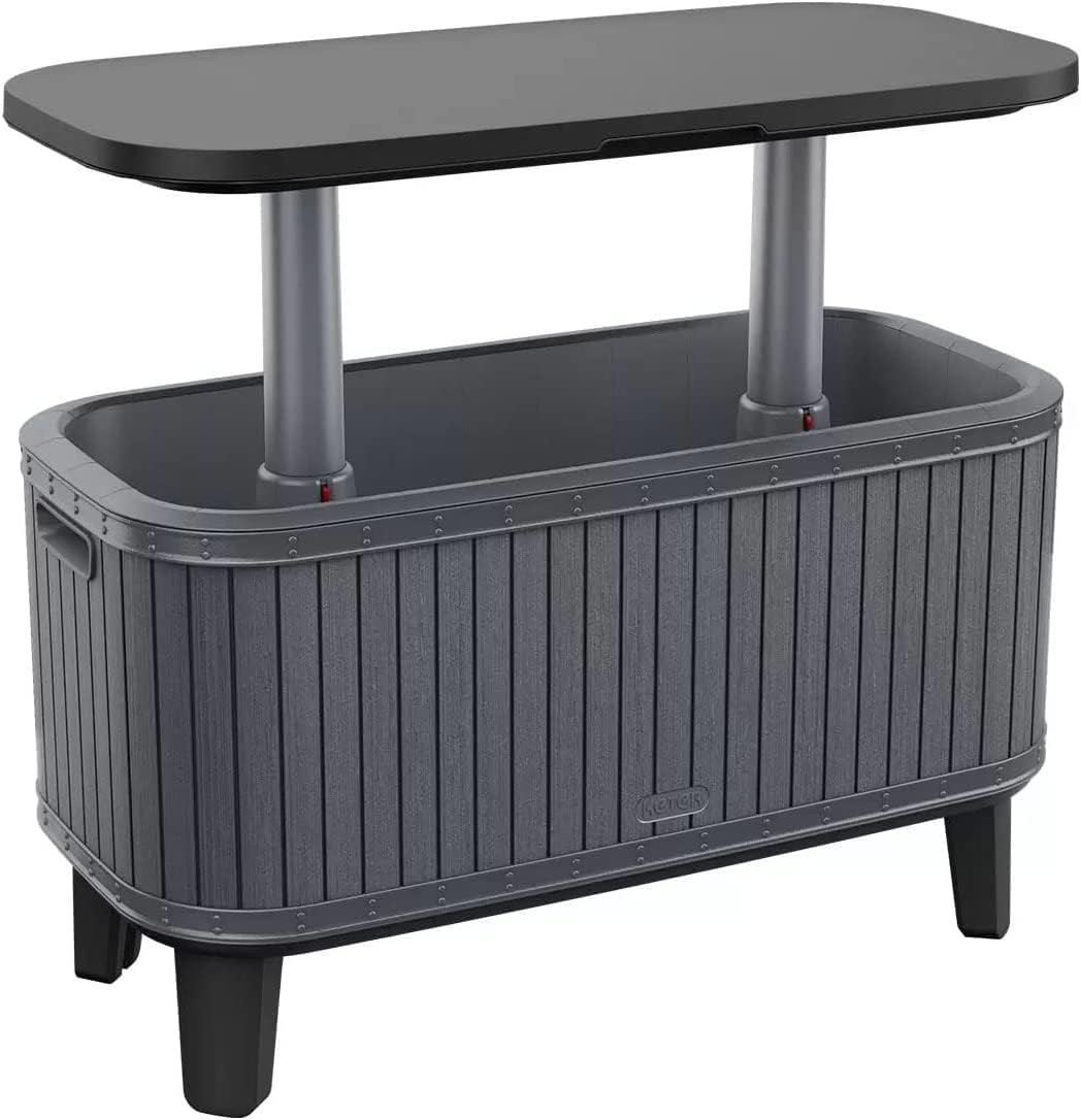 Keter 17211600 60 Litre (63 US Quart) Cooler Bevy Bar and Serving Station Made from Durable, Weather-Resistant and UV Protected Plastic, 80 cm x 35 cm x 70 cm (Black)