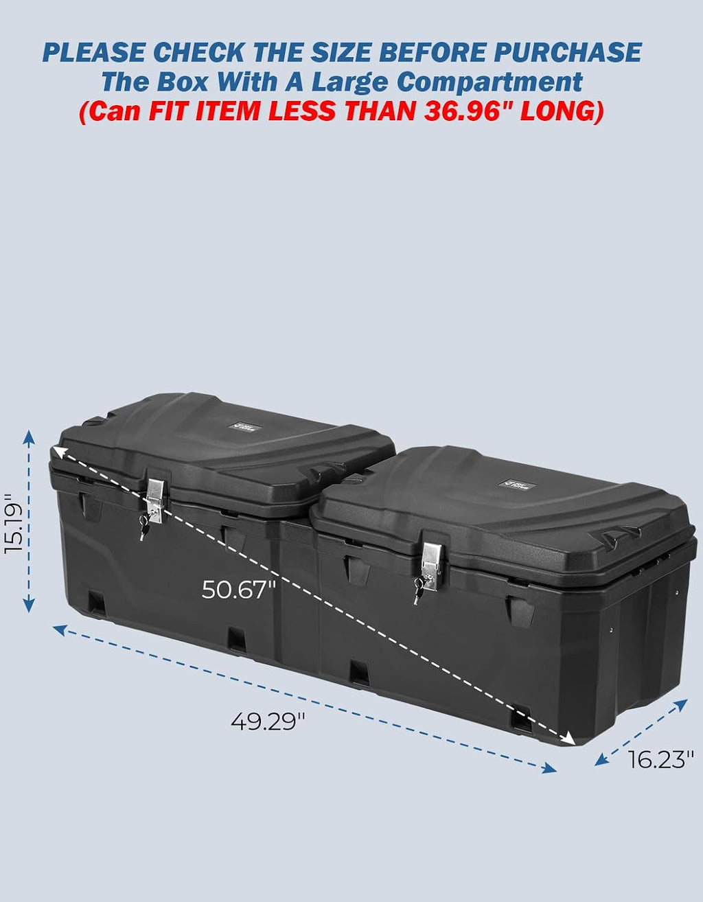 JOYTUTUS Lockable 160 Quart Truck Bed Tool Box, Waterproof Storage Box Truck Bed Cargo Case, Full & Mid Size Pickup Tool Box Toolbox Storage System