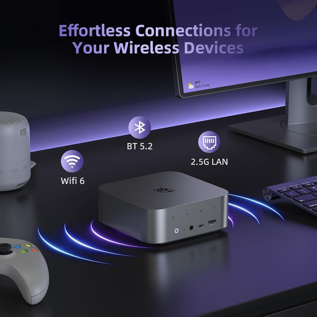 Beelink SER9 Pro+ AI Mini PC, AMD Ryzen 7 H255 (Up to 4.9GHz), 32GB LPDDR5X 7500MT/s 1TB NVMe SSD, Radeon 780M, Built-in Mic/Speaker, USB4, WiFi 6, 2.5G LAN, 4K@240Hz Triple Display, Desktop Computer