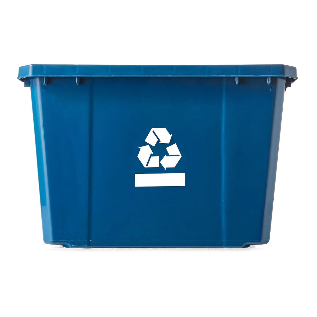 Gracious Living Medium Curbside Blue Box, Plastic 17 Gallon/64 Litre Home Trash Can Refuse and Recycling Bin Container with Built-in Handles (12 Pack)