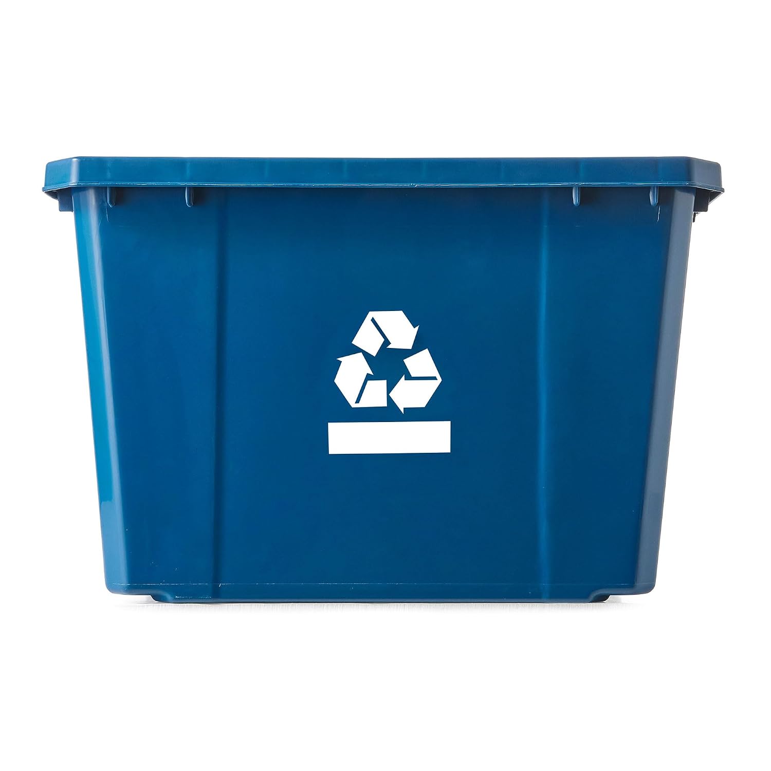 Gracious Living Medium Curbside Blue Box, Plastic 17 Gallon/64 Litre Home Trash Can Refuse and Recycling Bin Container with Built-in Handles (12 Pack)