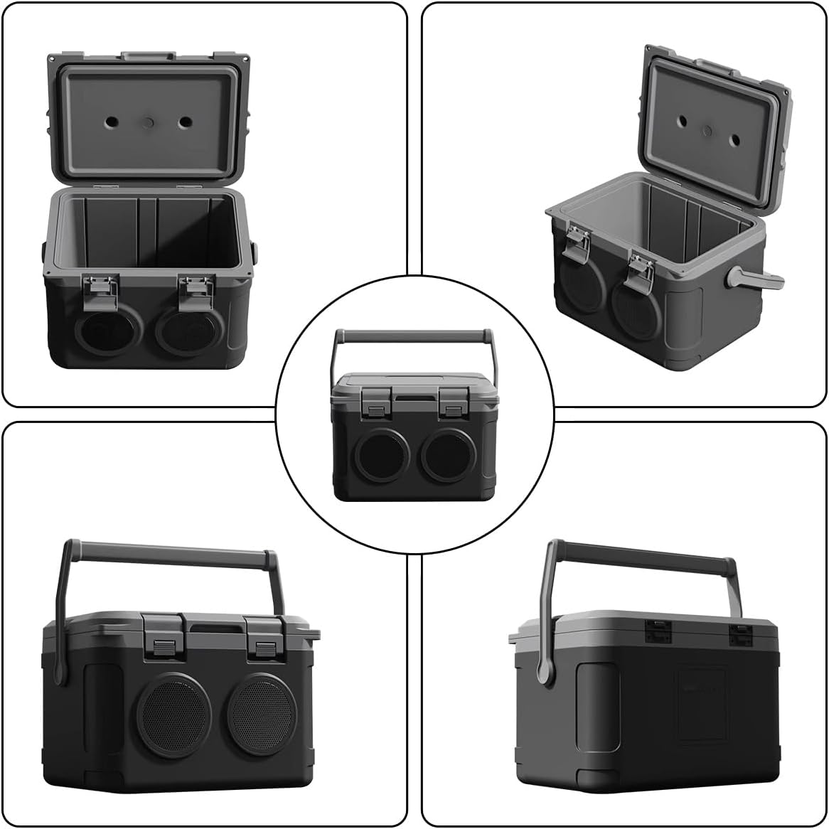 Camp Cooler with Bluetooth Speaker 22 Quart，48 Hours Ice Retention, Portable Handle, Outdoor Camping Cooler for BBQs, Beach, Hiking