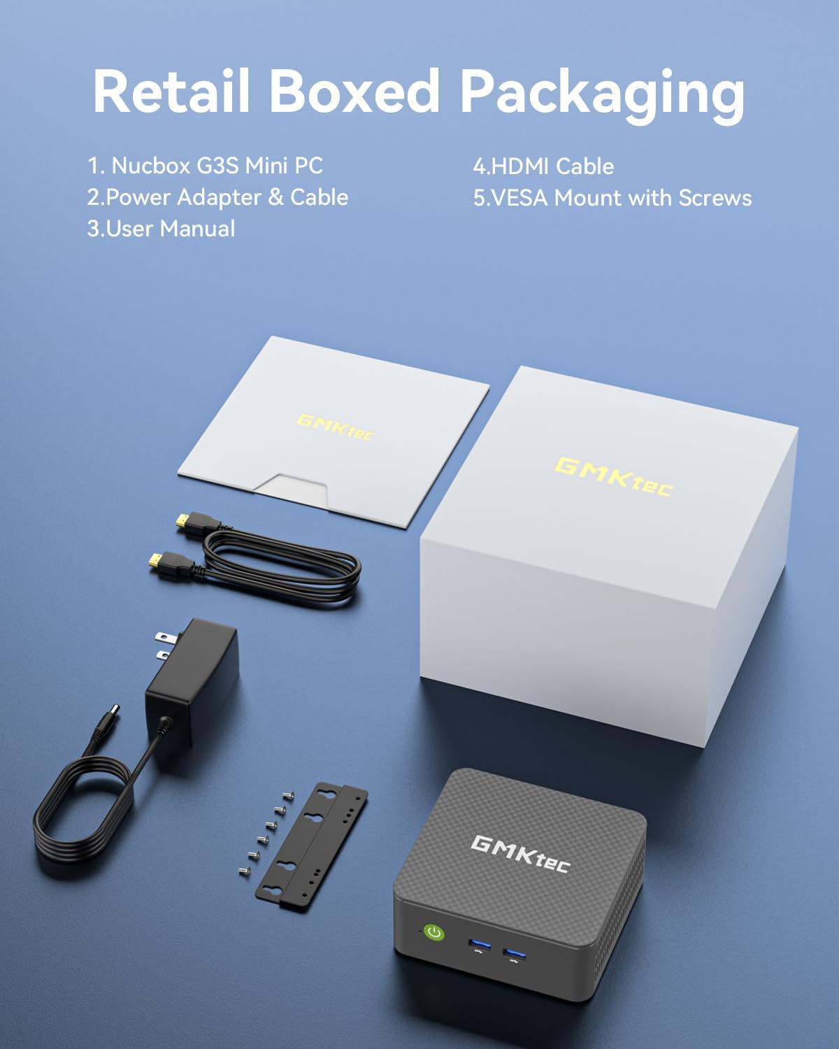 GMKtec Mini PC N95 (Beats N100, 3.4GHz) 8GB RAM 256GB M.2 SSD Mini Desktop Computer with VESA Mount for Office Home Business HTPC Proxmox, Dual 4K Display, WiFi 5, Gigabit Ethernet G3S