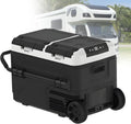 Dual Zone Car Fridge Freezer, -4℉-68℉ Electric Cooler with Dual Temp Control, 12/24V DC, Durable Wheels for Camping, Road Trips, RV & Home | Portable Refrigerator,Withbattery-40L