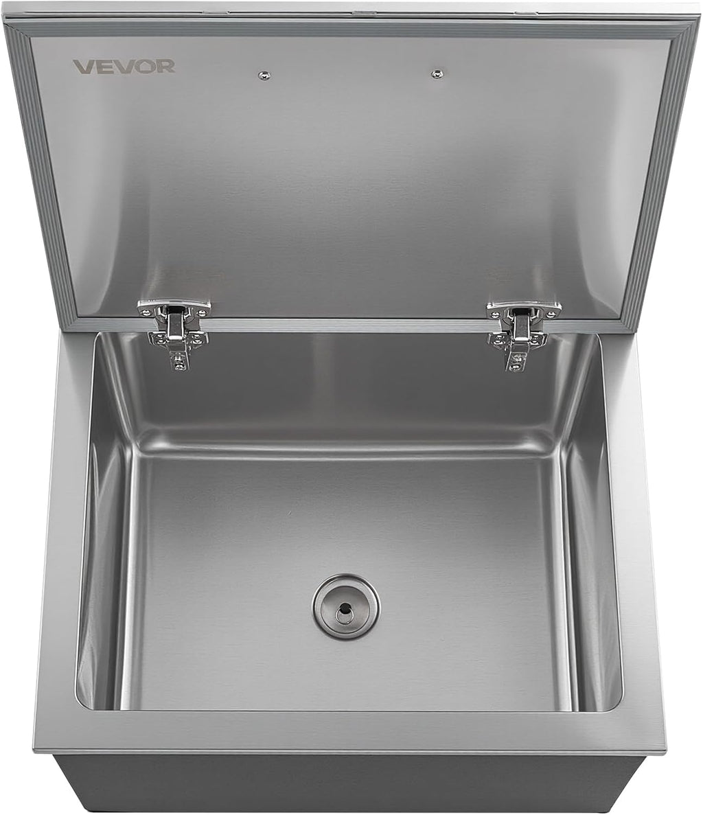 VEVOR Drop in Ice Chest, Stainless Steel Drop in Cooler, Commercial Ice Bin with Lid for Outdoor Kitchen Patio Bar, Drain-Pipe Set Included, Cooling Bins with Cover for Cold Wine Beer