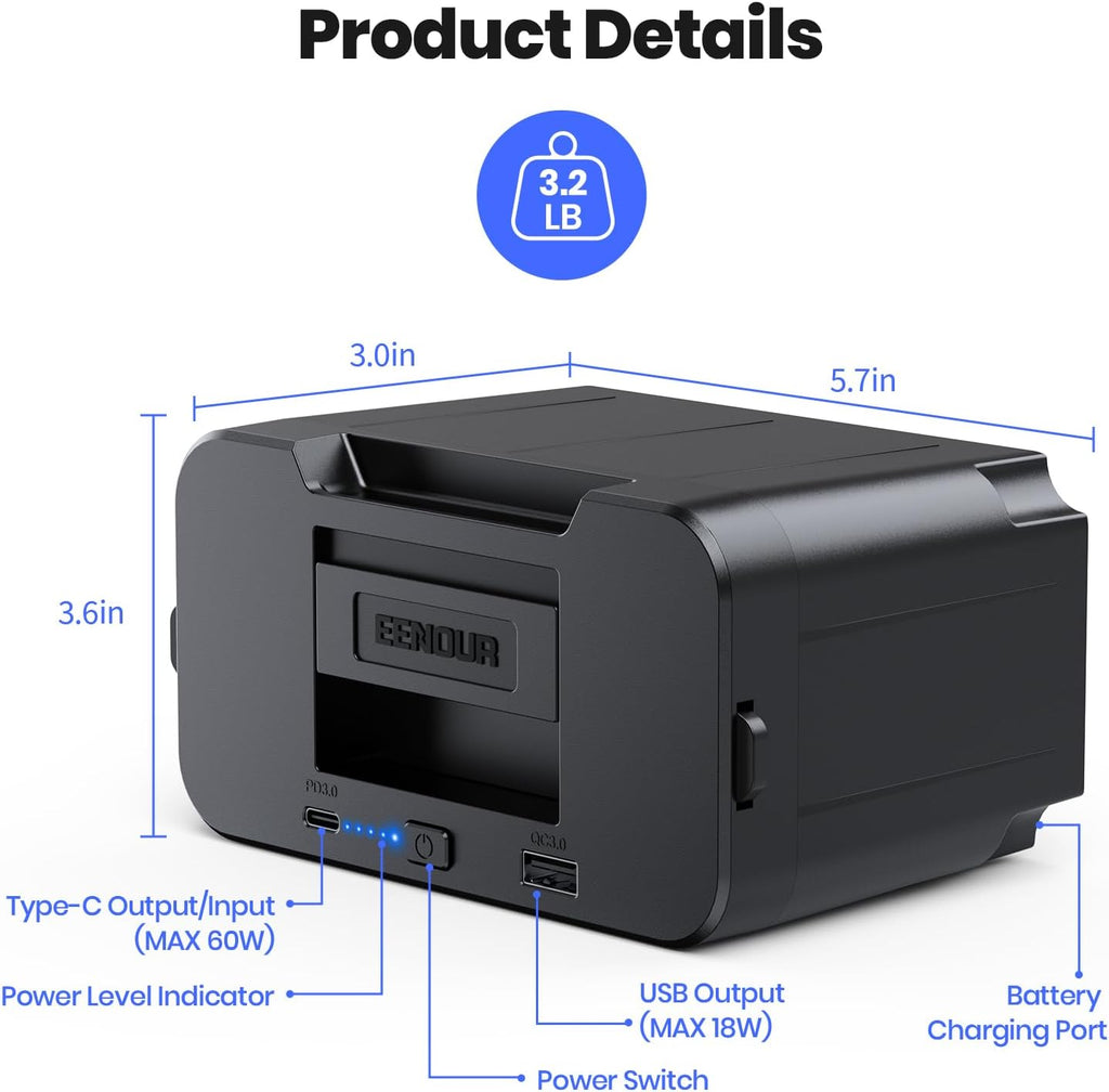 EENOUR DB01 Battery, 171Wh/15600mAh Additional Battery, Compatible D-Series Refrigerator Only(Charger Not Included)