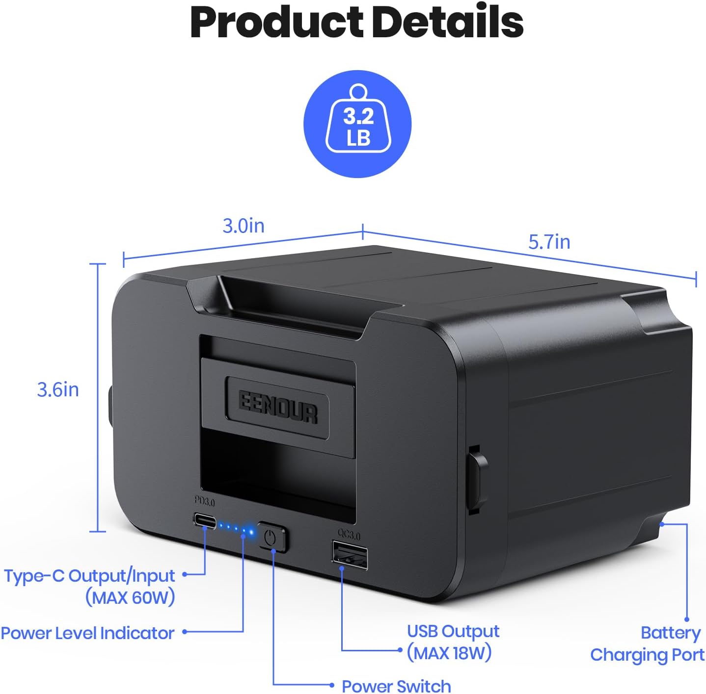 EENOUR DB01 Battery, 171Wh/15600mAh Additional Battery, Compatible D-Series Refrigerator Only(Charger Not Included)