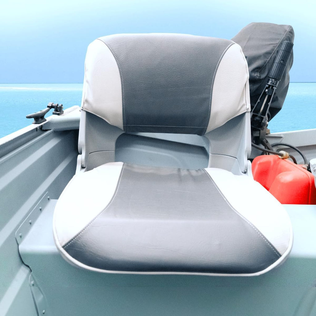 Oceansouth Skipper folding boat seat (Grey/White) seat boat fishing seats canoe with back support paddleboard kayak cushion covers waterproof cushions swivel bobber jon bass accessories mount base